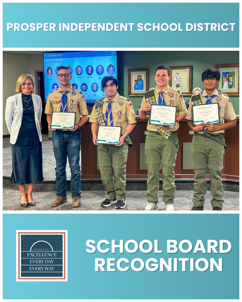 ProsperISD's tweet image. π Congratulations to the 13 Prosper ISD students who have earned the prestigious rank of Eagle Scout β a rare achievement reached by just 4% of Scouts since 1911! π¦
π Your hard work, leadership, and dedication are truly inspiring.