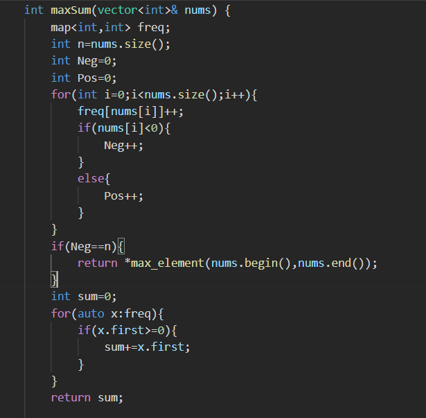 okbhaicool's tweet image. todays POTD. Pretty trivial.
Nlogn soln using map, I am pretty sure I studied a trick to store negative elements in frequency array which will make the overall time complexity o(N).