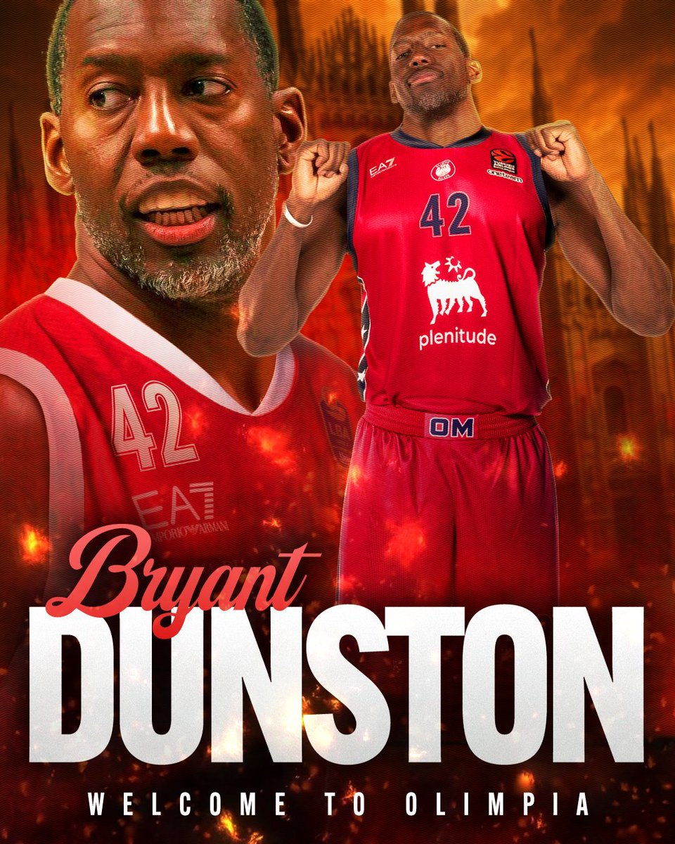 gsole14's tweet image. El veterano BRYANT DUNSTON (39a, 2'03) refuerza el juego interior de EA7 MILANO.
Dunston completa la rotación de cincos con Josh Nebo y Devin Booker.