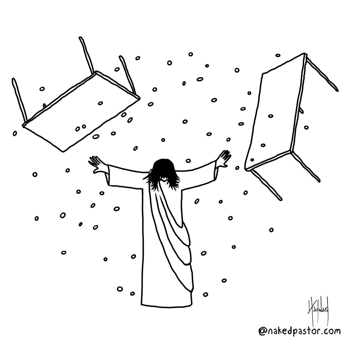 #Jesus Overturning is a celebration of Jesus’ activism. A reminder that with love, it is also a moral duty to flip tables when we see things that are corrupt, immoral and unjust. I think it’s a good reminder for us all. 

What tables are you going to flip? (No matter how small)