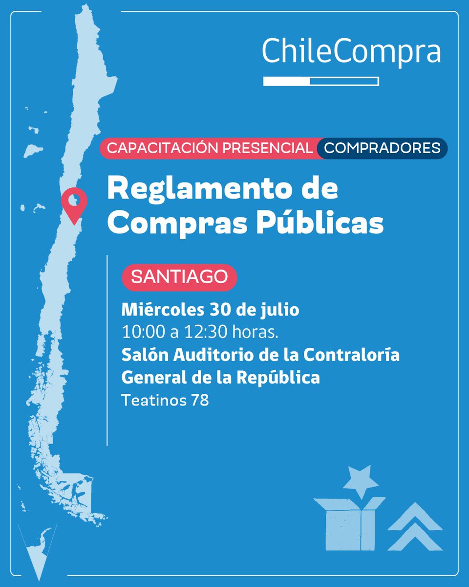 ChileCompra's tweet image. 📢 ¡Continúa la difusión de los cambios a la Ley de Compras Públicas!
Funcionarias/os públicas/os podrán resolver dudas sobre los nuevos procedimientos en nuestras charlas presenciales en Santiago.
🗓 Miércoles 30 de julio
📍 Contraloría, Teatinos 78
⏰ 10:00 a 12:30 horas
📷…