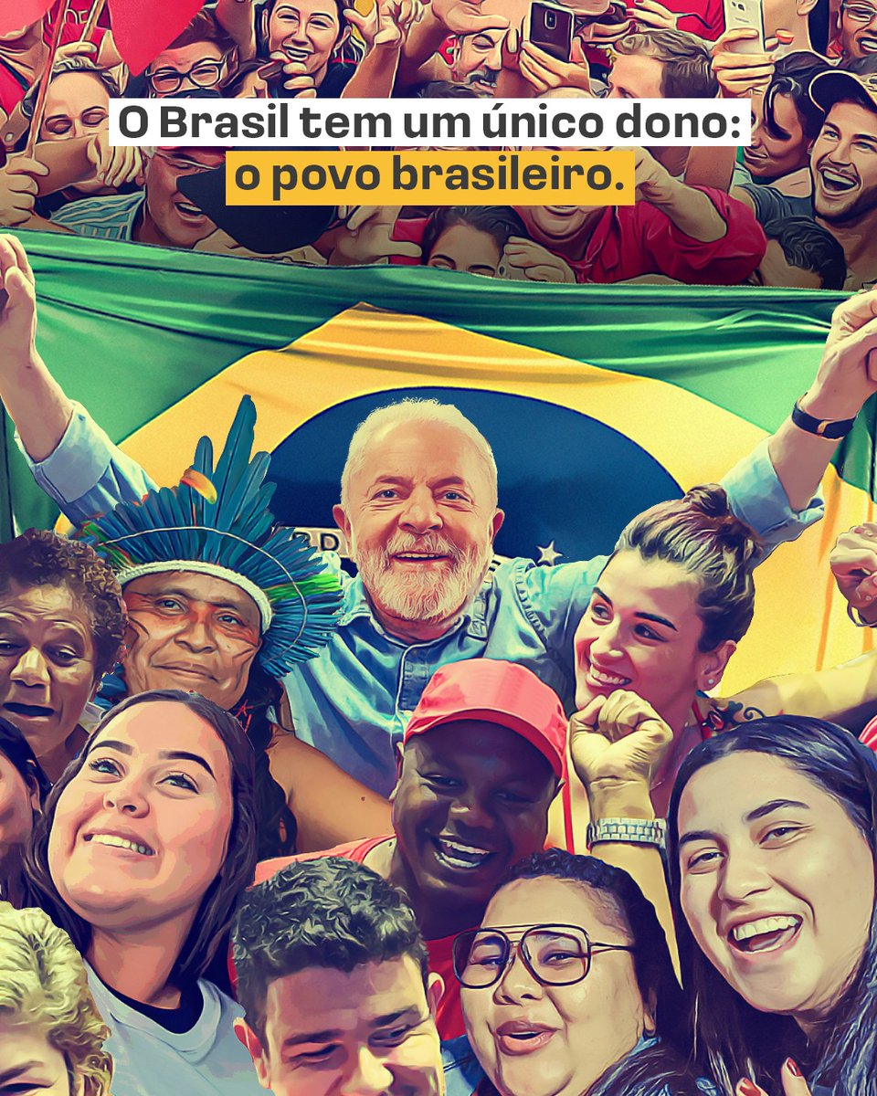 lulaverso's tweet image. 🇧🇷 O Brasil tem um único dono: o povo brasileiro.
E ninguém vai tomar isso da gente.