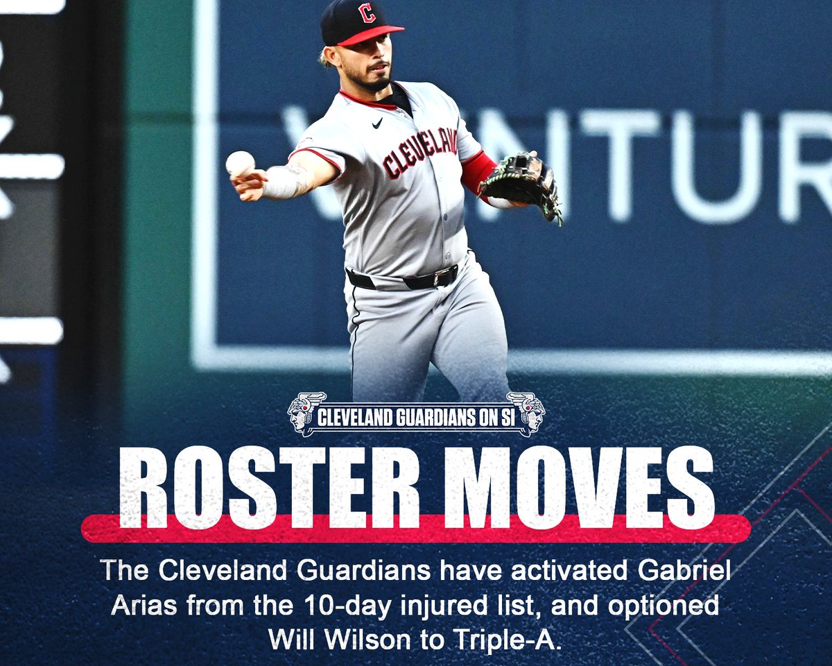 GuardiansOnSI's tweet image. ROSTER MOVE: The Cleveland Guardians have activated Gabriel Arias from the 10-day injured list and optioned Will Wilson to Triple-A.
#GuardsBall | #Guardians