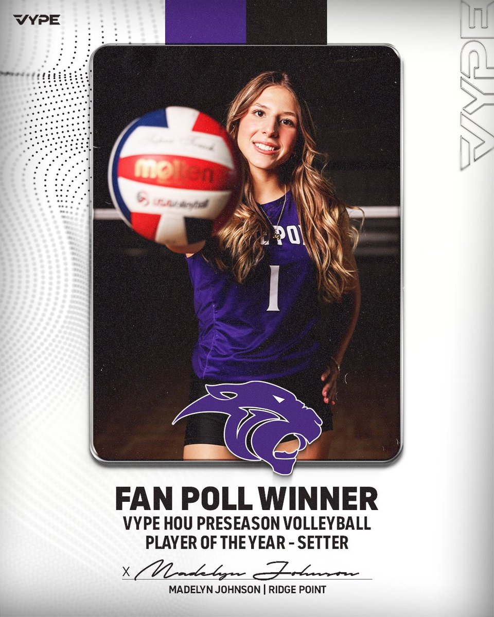 vypehouston's tweet image. Congratulations to the winner of our recent VYPE HOU 2025 Preseason Setter of the Year🏐🏆 fan poll -- Madelyn Johnson (Ridge Point) -- who was voted on this past week!
@m_johnson231 @RidgePointVB