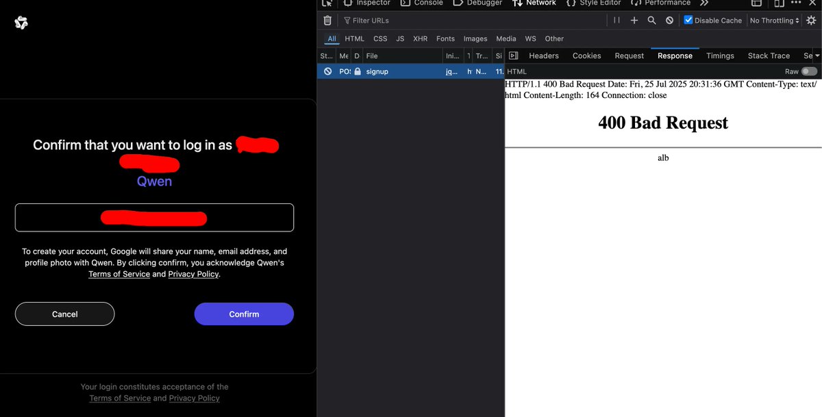 HiSohan's tweet image. Yo @Alibaba_Qwen fix yo signup pls.