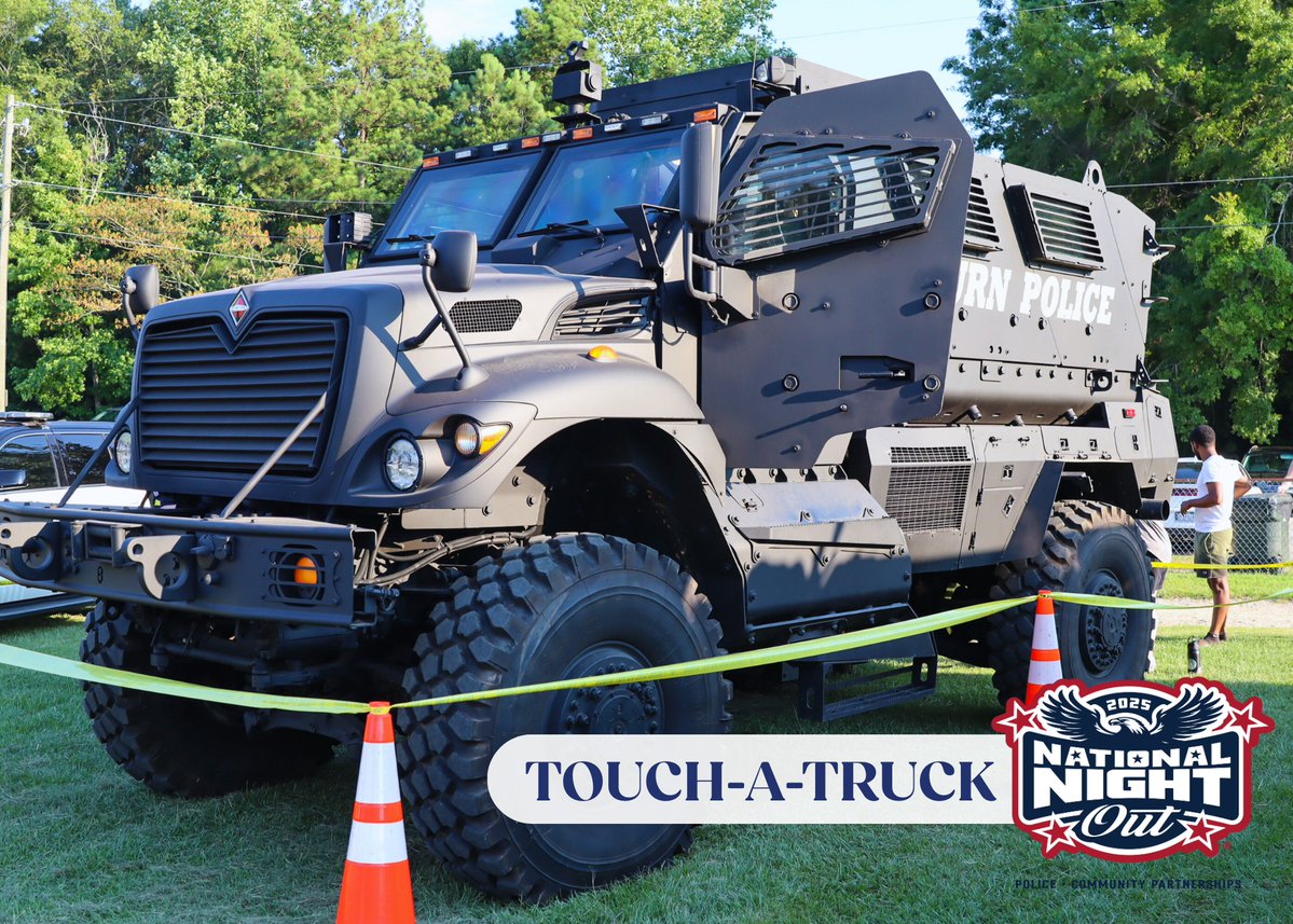 TOUCH-A-TRUCK AT NATIONAL NIGHT OUT 🚒🚓

Come get an up-close look at vehicles from Auburn Police &amp; SWAT, Auburn Fire, Opelika PD, Lee County Sheriff's Office and East Alabama EMS!

📅 Tues., Aug. 5 | 5:30-7:30 p.m.
📍 The fields behind Duck Samford Stadium (1623 E. Glenn Ave.)