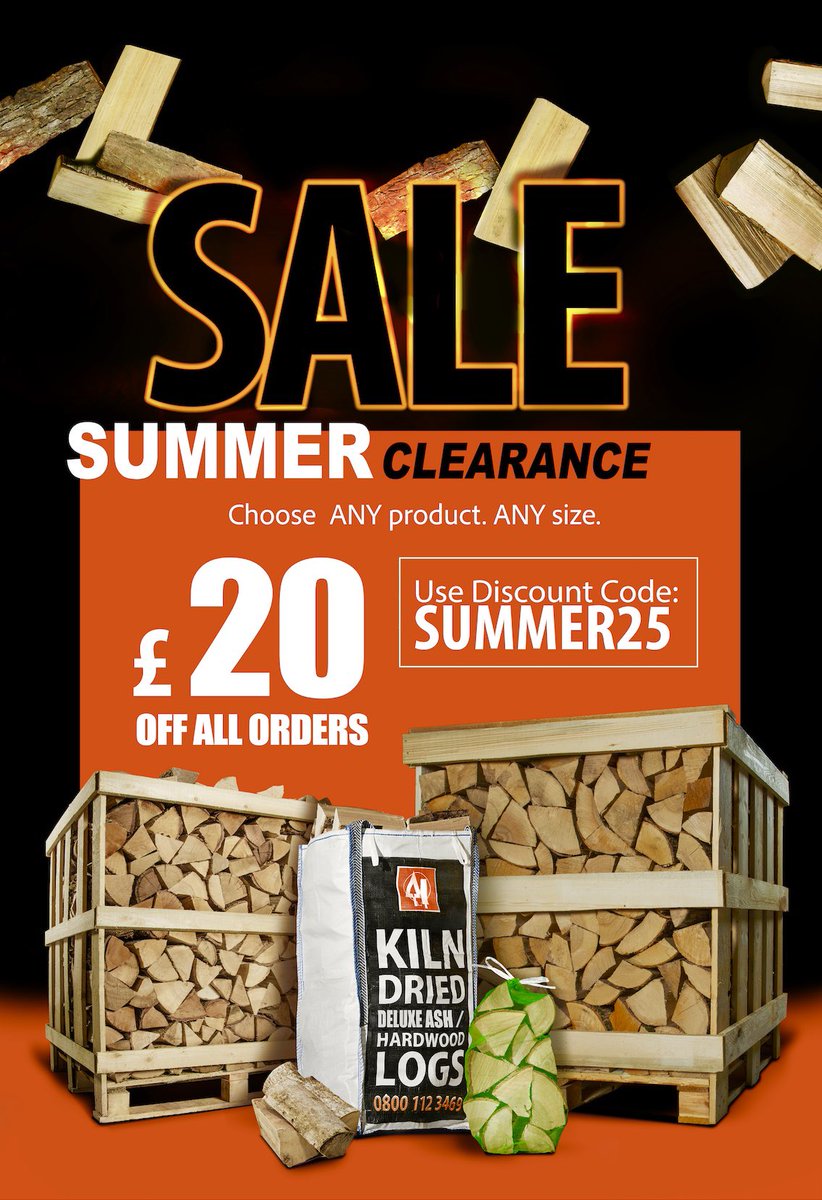 🥳 Summer Clearance - Choose ANY product. ANY size. 

🥳 £20 OFF ALL ORDERS
DISCOUNT CODE: SUMMER25
angliafirewood.co.uk

#FirewoodForSale #LogsForSale #FirewoodEngland #WoodDelivery #FirewoodUK #Kindling #LogDelivery #FirewoodSupplies #BuyFirewood #Woodpile #Fireplace