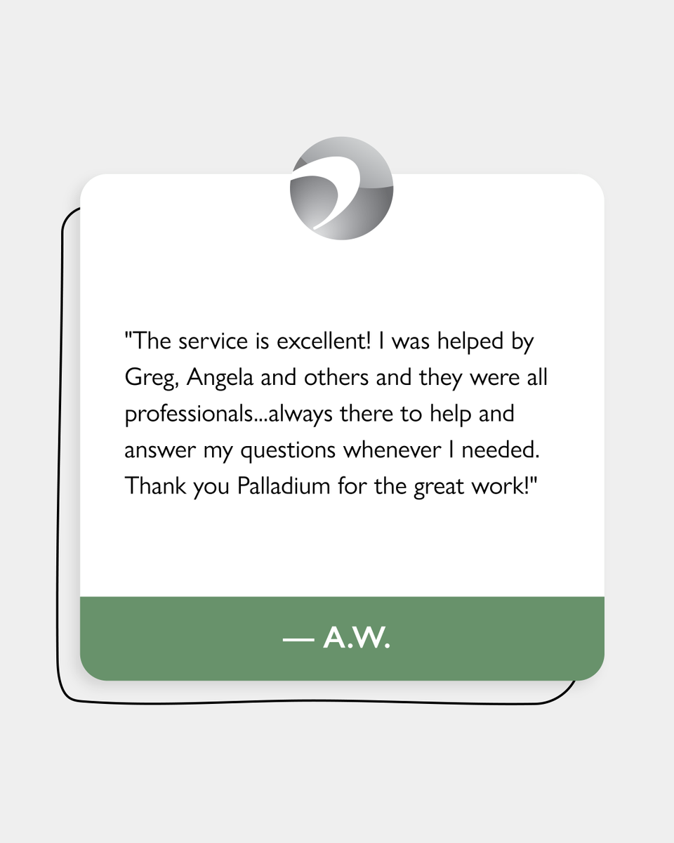 PalladiumInsce's tweet image. Thanks to A.W. in Ottawa for the kind words — and a big shoutout to our team for making insurance feel simple and supportive.

#ClientLove #InsuranceWithCare #PalladiumProtects #OttawaService