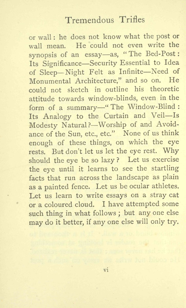 SFFAudio's tweet image. "Let us be ocular athletes. Let us learn to write essays on a stray cat or a coloured cloud."
from the preface to...
TREMENDOUS TRIFLES
by G.K. Chesterton