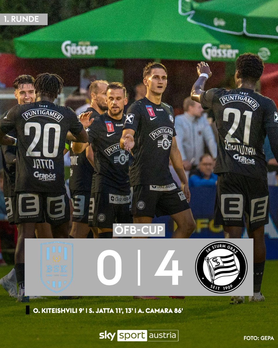SkySportAustria's tweet image. Sieg in Bischofshofen: Der @SKSturm steht in der zweiten Cup-Runde! ⚽
Alle Infos 👉 skysportaustria.at/sturm-nach-kla…
#SkySport #ÖFBCup #SkyBuliAT #Fussball #Runde1 #Sturm