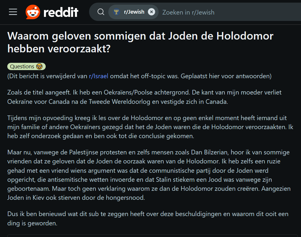 NLvoorRecht's tweet image. Waarom geloven sommigen dat Joden de Holodomor hebben veroorzaakt?🙄👇
reddit.com/r/Jewish/comme…