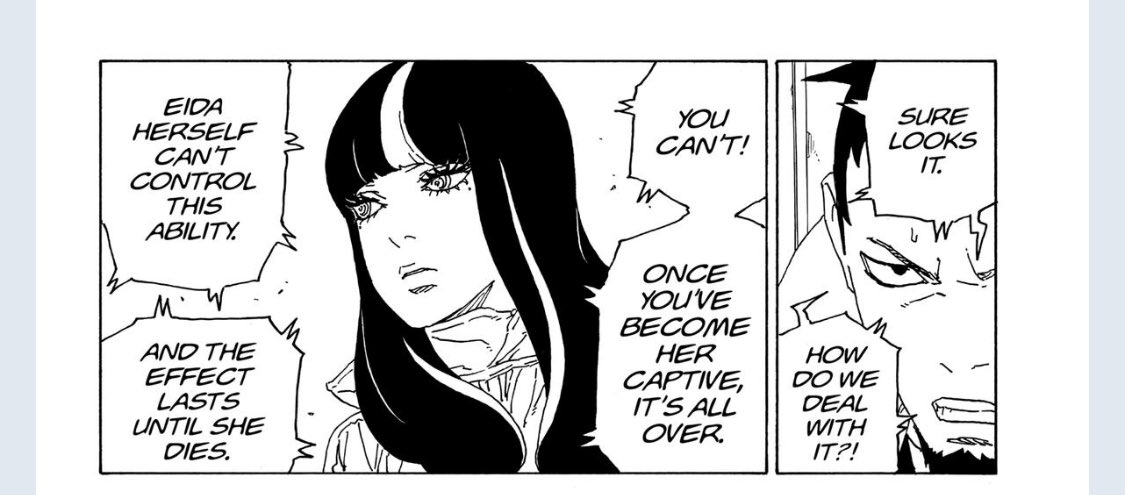 GhostGam1's tweet image. Did Momoshiki lie to Boruto to make him dispair? Because Amado said her ability lasts until she dies.