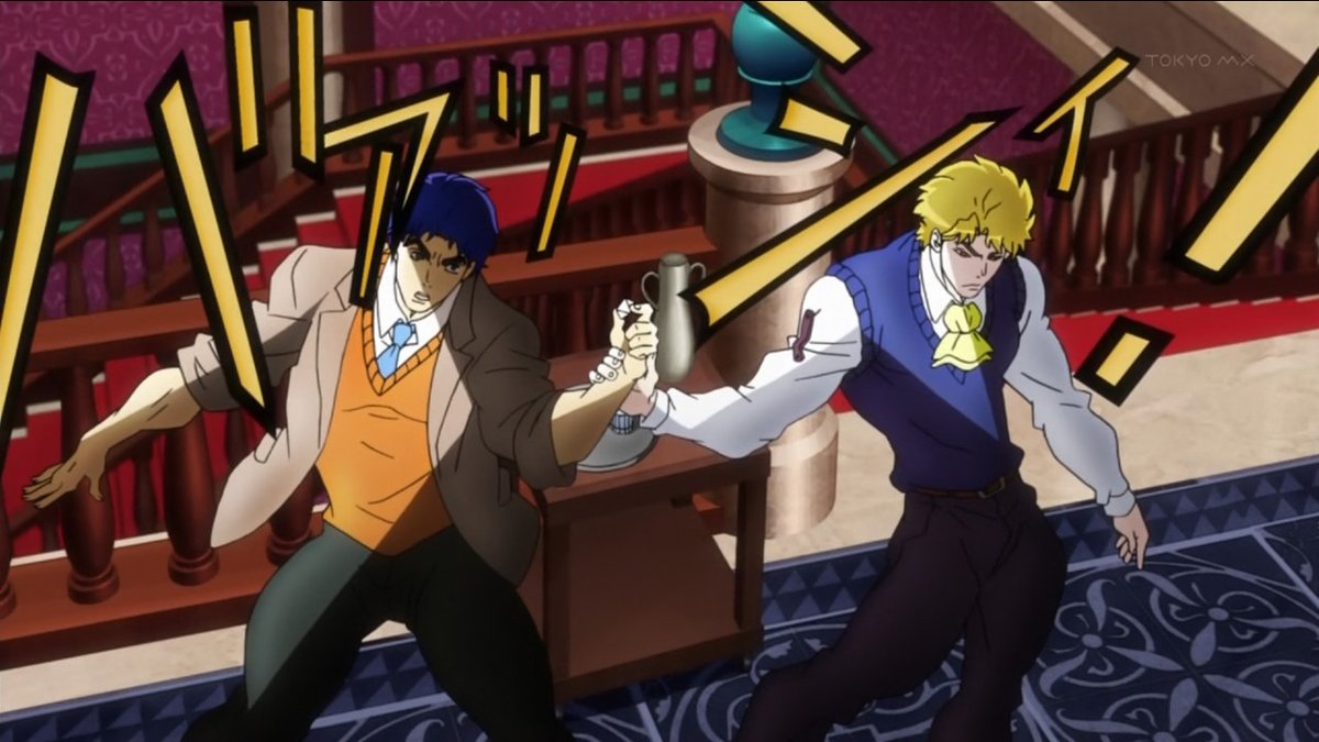 bibiiking11's tweet image. just watched 2 eps of jojo first part and i'm already hooked bro it's such an interesting start to the story