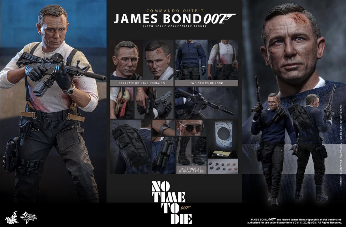 GelNerd's tweet image. In the space of weeks, we have @hottoysofficial announce two figurines from #NoTimeToDie.
I can’t justify both (classic tux on order) but instead of Commando Craig, couldn’t we have had a Moore, Brosnan or dare I dream Dalton figure, instead of two for Craig? #JamesBond