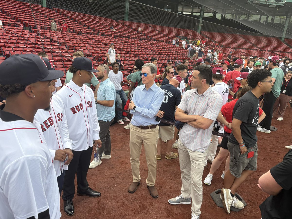 timbhealey's tweet image. John Henry is here, meeting with the Red Sox’ top draft picks.