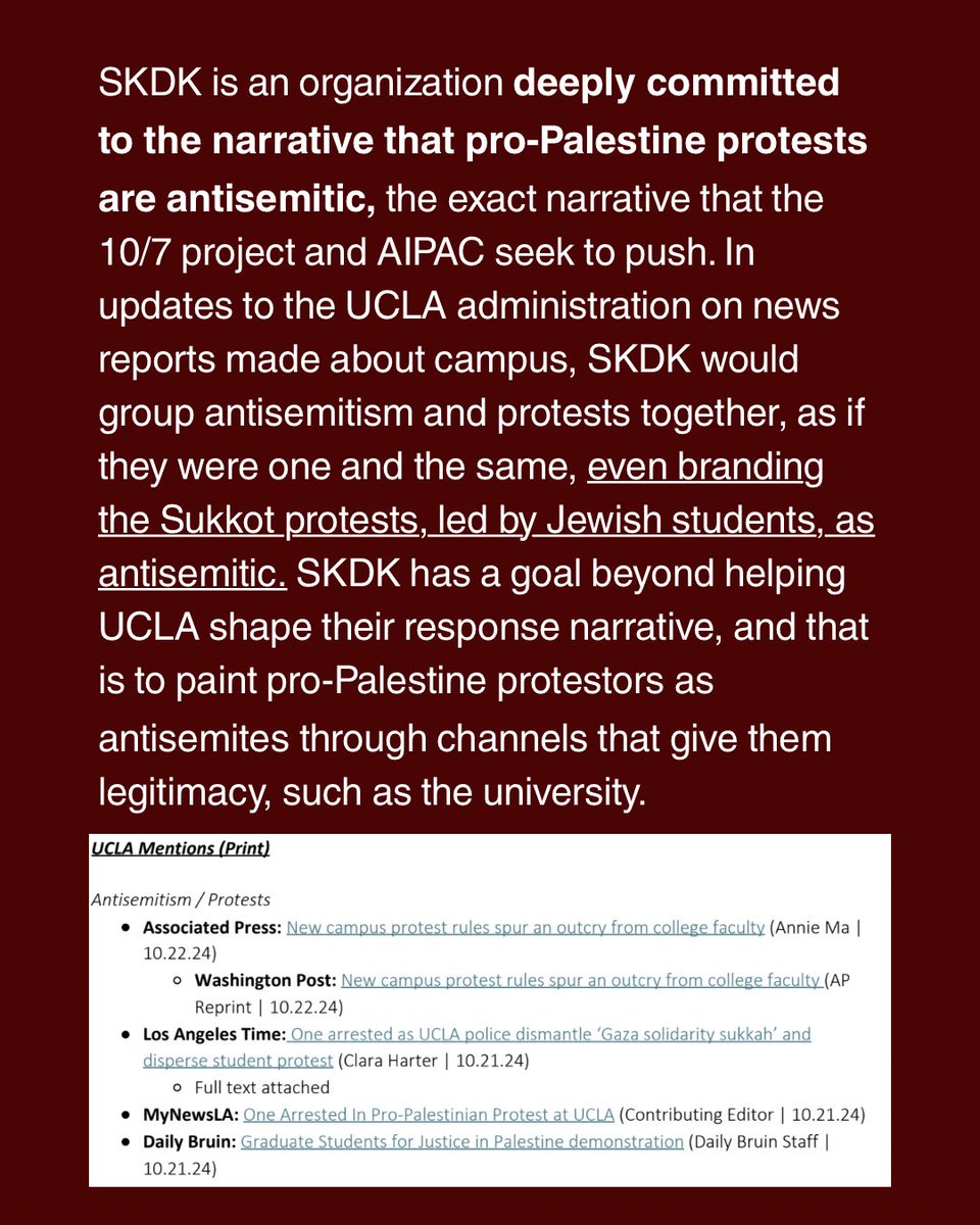 cat__hamilton5's tweet image. Here’s some really good reporting by Poppy Press, which reveals, through university emails, that UCLA partners with SKDK, a registered foreign agent of israel, to craft its narrative on protests. I found it really striking that they lump antisemitism/protests together.