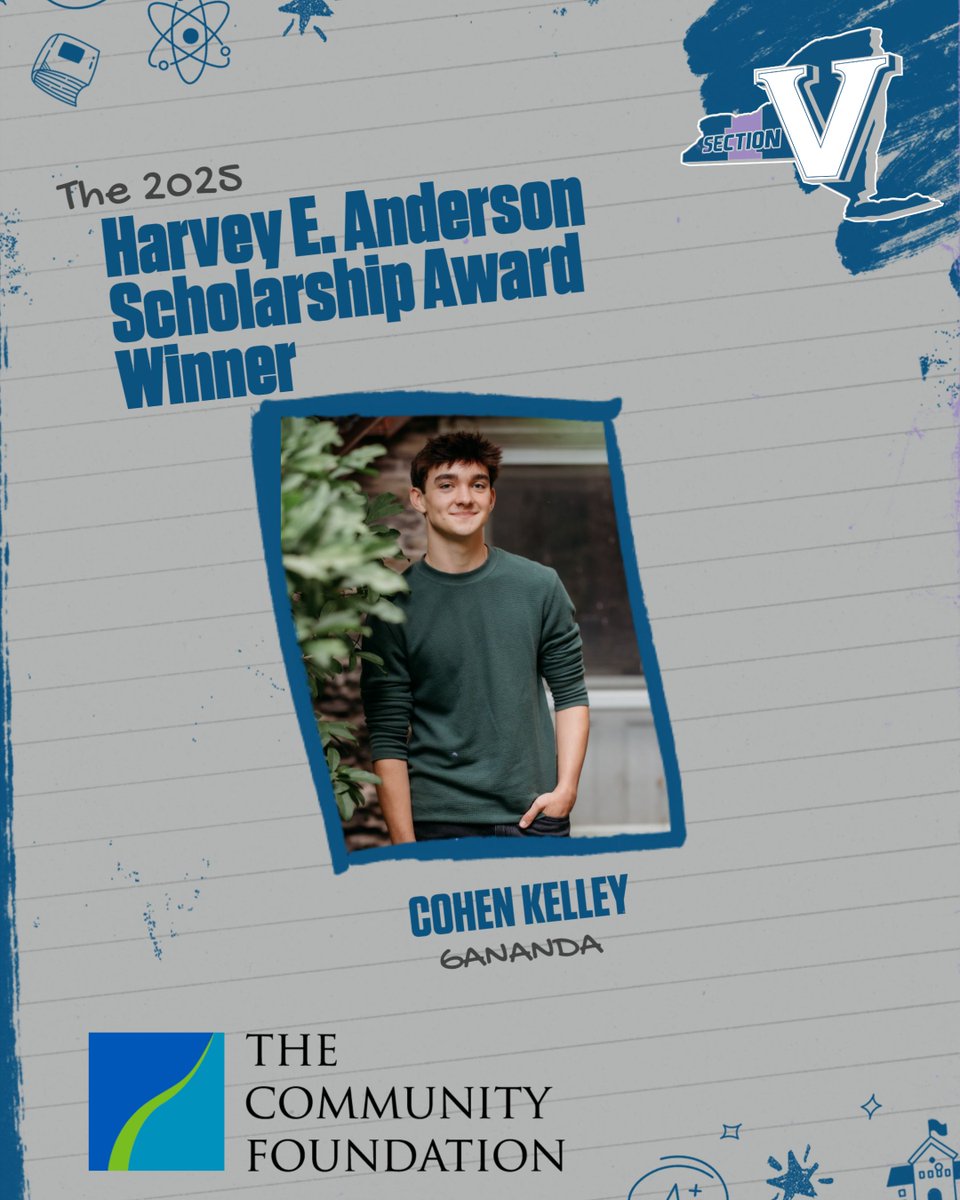SecVAthletics's tweet image. 🎉 Huge congratulations to Cohen Kelley for being a @racf500 Harvey E. Anderson Scholarship winner! Your achievements at @GHSAthletics1 are remarkable, exhibiting self-motivation and extraordinary effort. Check out the full story here: sectionv.org/news/2025/7/25… #StudentAthlete…
