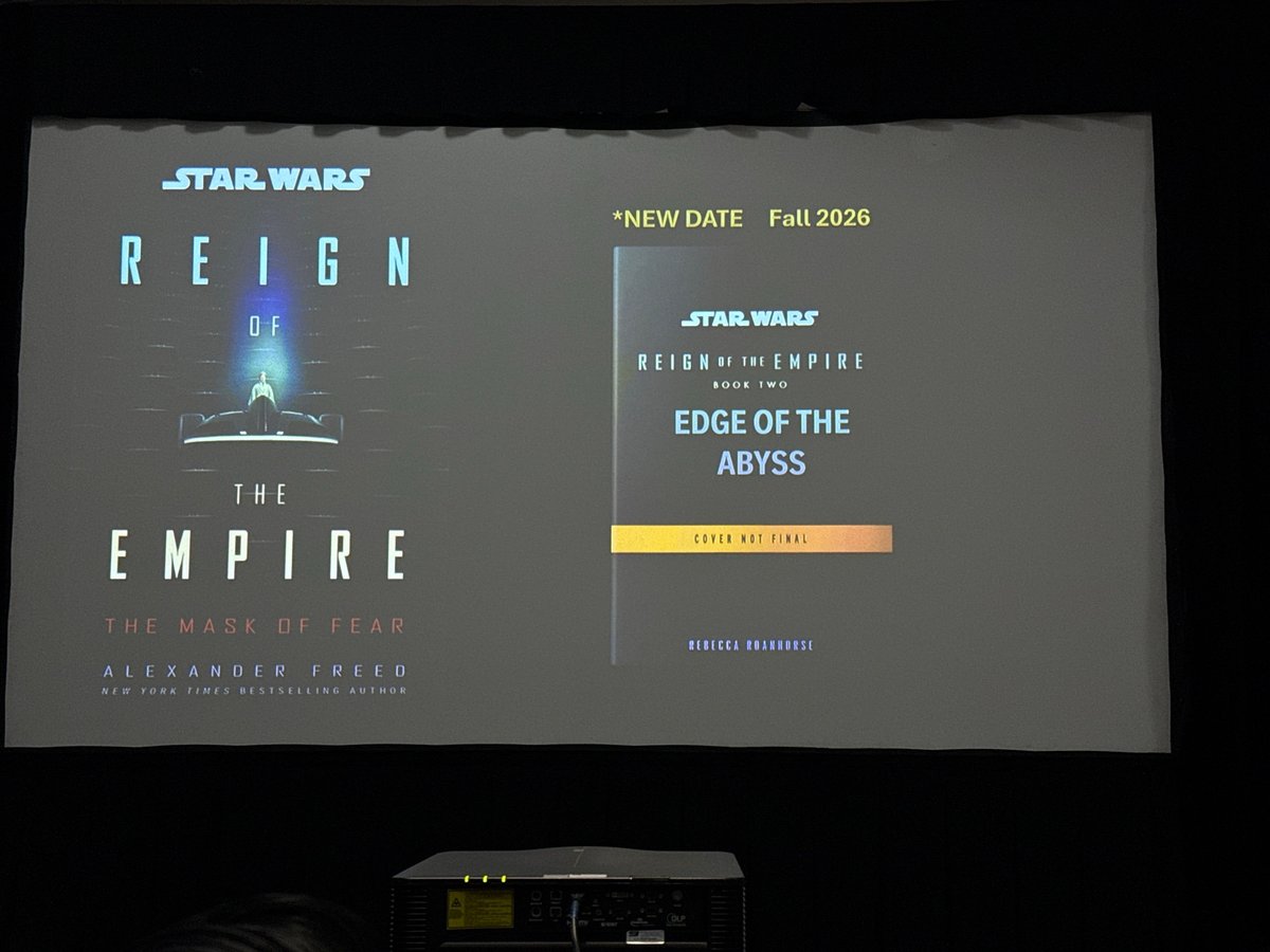 StarWarsNewsNet's tweet image. The final two chapters of the Reign of the Empire trilogy have been revealed!
-Edge of the Abyss by Rebecca Roanhorse, releasing Fall 2026
-From the Ashes by Fran Wilde, releasing Summer 2027
(Image credit @thisdadreads on Bluesky)