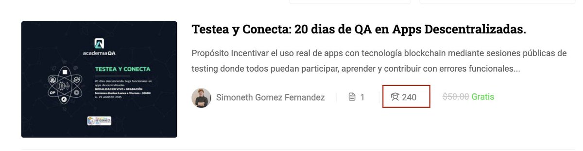 SimonethG's tweet image. 🔥 Tremendo el interés por el reto 20 días de QA en DApps con @Academia_QA

¡Nos tumbaron el servicio de email de tantas inscripciones!
(Si no te llegó la confirmación, te llega hoy 🙈)

Arrancamos el 4 de Ago
¿Nos ayudas proponiendo DApps para testear?
📩 tally.so/r/w29JYL