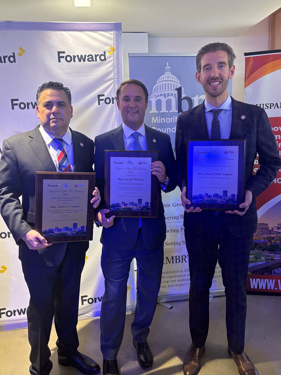 juanpablo4VA's tweet image. It’s an honor to be recognized by the Minority Business RoundTable and the Virginia Hispanic Chamber as a Champion of Virginia Commerce. My calling in life is to create more opportunity for every community across Virginia. This administration is innovating every day to bring new…