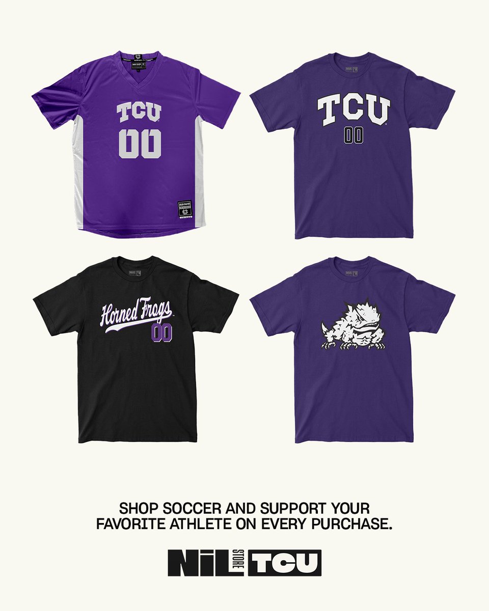 TCU NIL Store (@tcunilstore) on Twitter photo Soccer season is right around the corner! Gear up now and rep your favorite <a href="/TCUSoccer/">TCU Soccer</a> athletes this fall! 🐸⚽️
Shop: nil.store/tcu/sports/wom… Soccer season is right around the corner! Gear up now and rep your favorite <a href="/TCUSoccer/">TCU Soccer</a> athletes this fall! 🐸⚽️
Shop: nil.store/tcu/sports/wom…