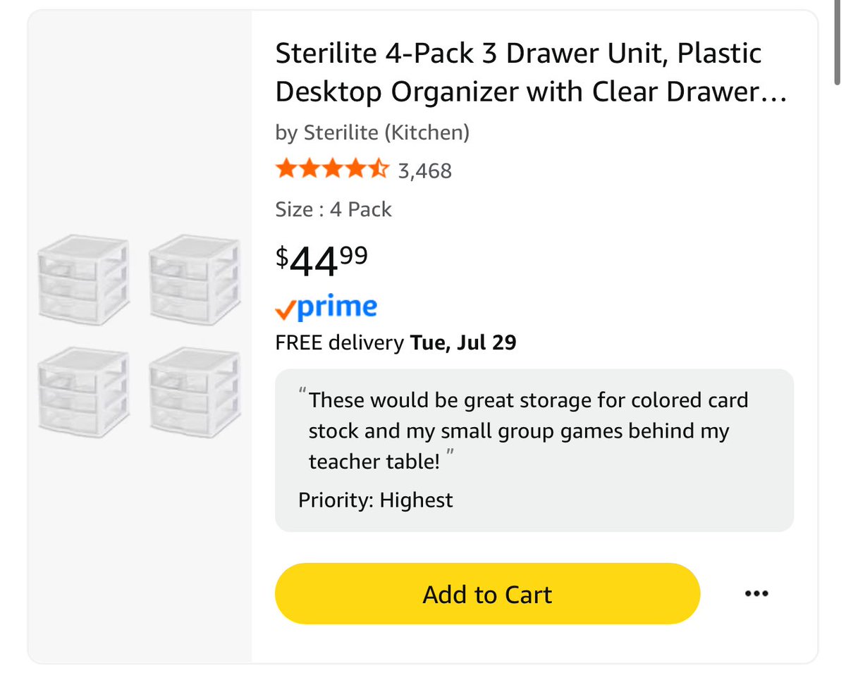 Caroline Robertson (@wesmrsrobertson) on Twitter photo Ahhh these have been out of stock for awhile and FINALLY are showing available! Hoping for a little fairy dust 🧚 or ninja skills 🥷 to help get them in my classroom this year! amazon.com/hz/wishlist/ls… #ClearTheList #Teachersof𝕏 <a href="/Sterilite_Corp/">SteriliteCorporation</a> 👀 Ahhh these have been out of stock for awhile and FINALLY are showing available! Hoping for a little fairy dust 🧚 or ninja skills 🥷 to help get them in my classroom this year! amazon.com/hz/wishlist/ls… #ClearTheList #Teachersof𝕏 <a href="/Sterilite_Corp/">SteriliteCorporation</a> 👀