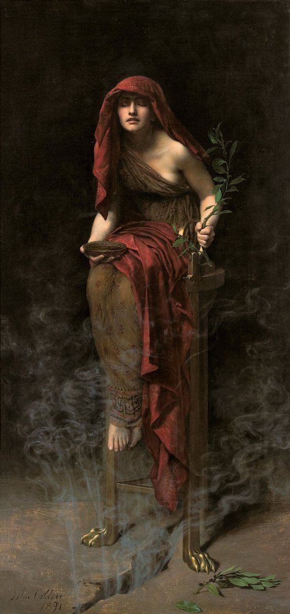 ArtMyWorld2's tweet image. 🎨John Collier (Inglaterra, 1850–1934)  
“Priestess of Delphi”