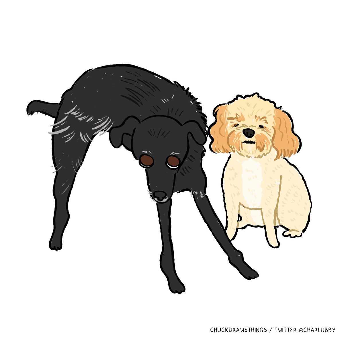 charlubby's tweet image. warming up with some doodles of my pals&apos; pups