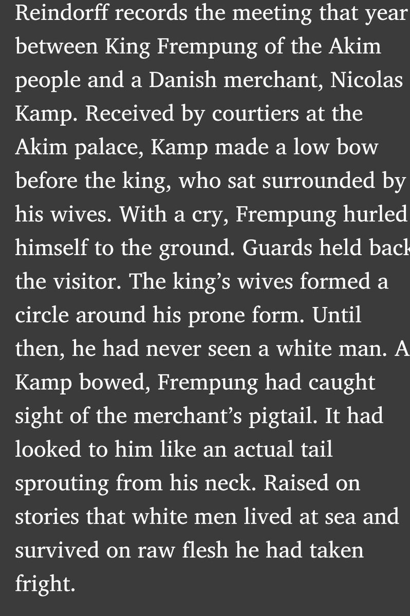 xspotsdamark's tweet image. King Frempong of the Akyem Kingdom (present-day Ghana) meets a White man for the first time in 1664.