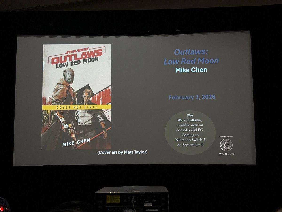 StarWarsNewsNet's tweet image. A new #StarWarsOutlaws novel has just been announced at San Diego Comic-Con!
Outlaws: Low Red Moon by Mike Chen. Releasing February 3, 2026
(Image credit @thisdadreads on Bluesky)