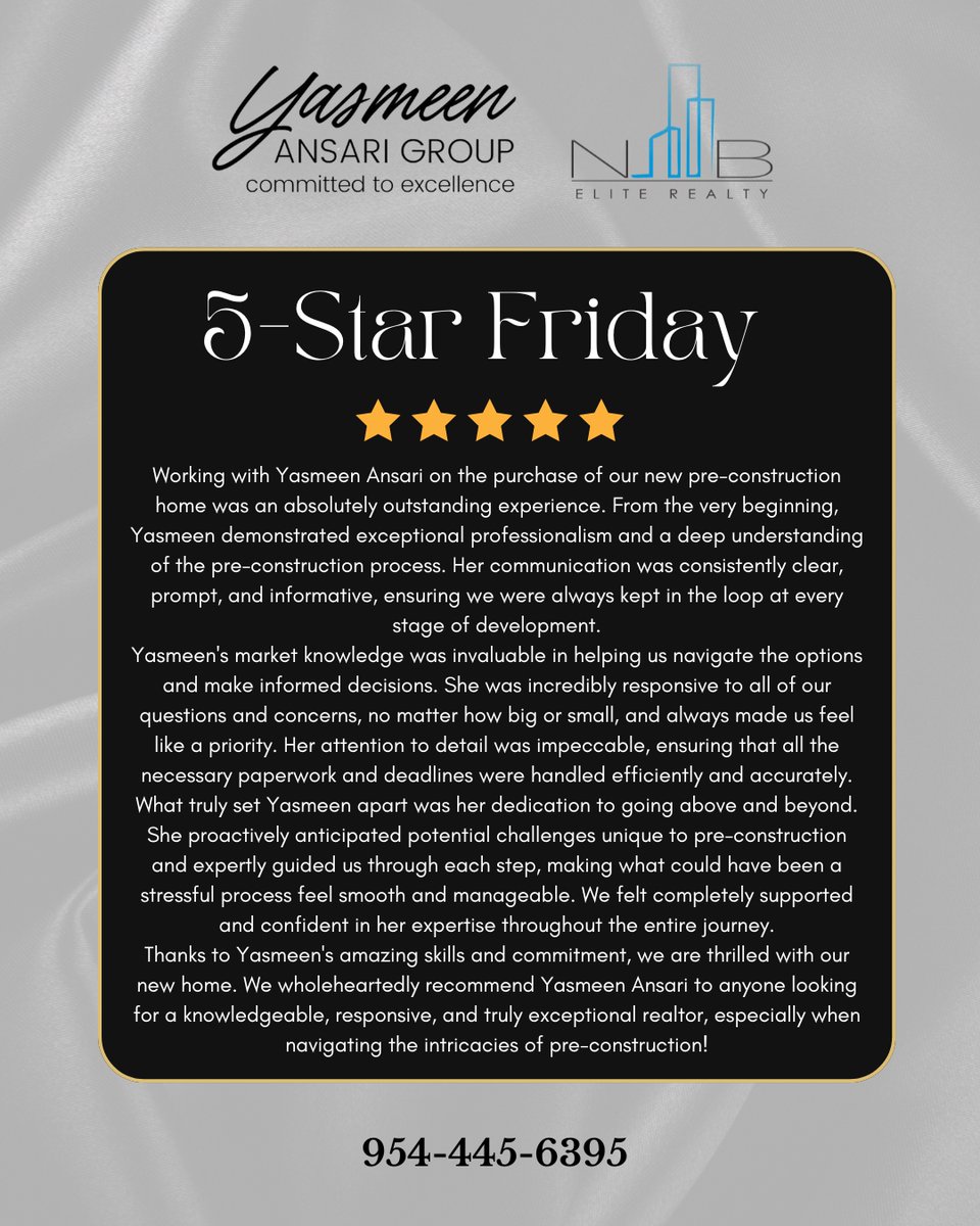 RealYasmeen's tweet image. Another Friday, Another Heartfelt Review &amp;lt;3

I have the most amazing clients! 

Looking to buy or sell real estate, call me ;) (954) 445 6395

#5starcustomerservice #5starreview #bestclientsever #texasrealestate #floridarealestate #nbeliterealty #yasmeenansarigroup #nbelitelux