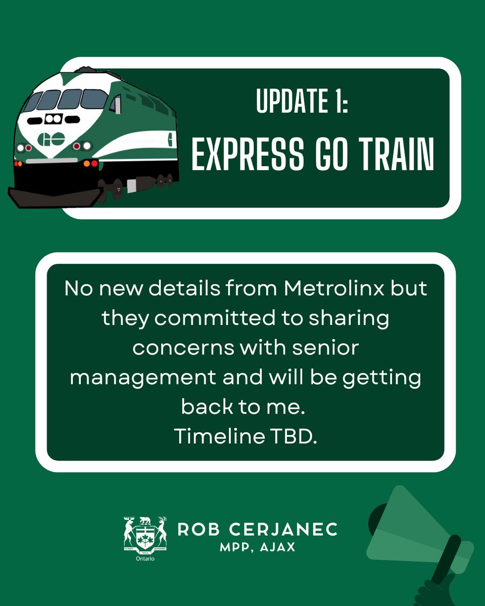 Rob4Ajax's tweet image. Earlier this week, I met with @Metrolinx to receive a briefing on the Lakeshore East corridor. I asked when we could expect the Express GO Train to return. Unfortunately, no new information or commitments were made. Express service was supposed to return in Summer 2024 but there…