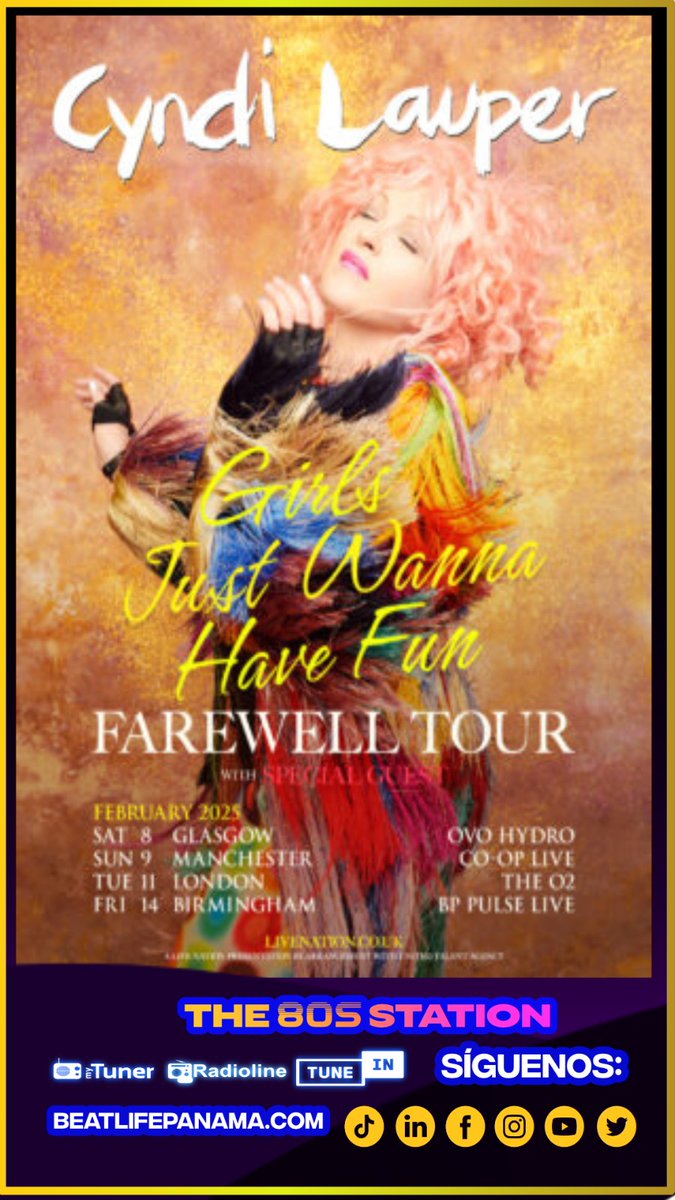 Cindy Lauper es elegida para entra ao salón de la fama  del Rock &amp; Roll. Es la única mujer que ha sido incorporada. 
De igual forma Cindy Lauper realiza el Farewell Tour, gora de despedida.
#somosretro #80s #somosradio #cindylauper #tour #salondelafama #laemisoraretrodepanama