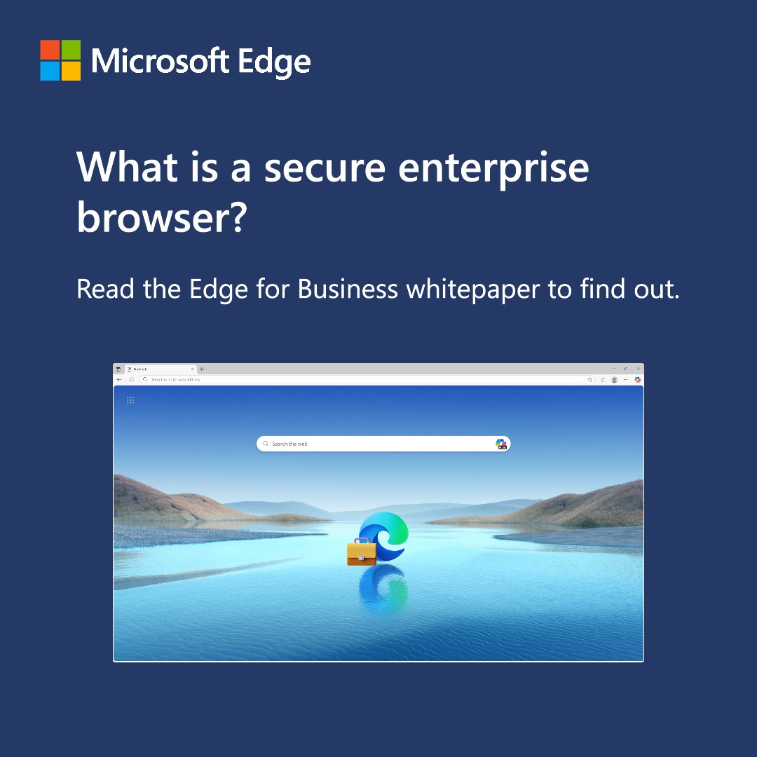 MSEdgeDev's tweet image. What is a secure enterprise browser—and why should you care? 🤔
Find out in the Edge for Business whitepaper. Learn how Edge for Business delivers enterprise-grade security, gen AI controls, unmanaged device support & more.
Read now: aka.ms/EdgeSecurityWh…