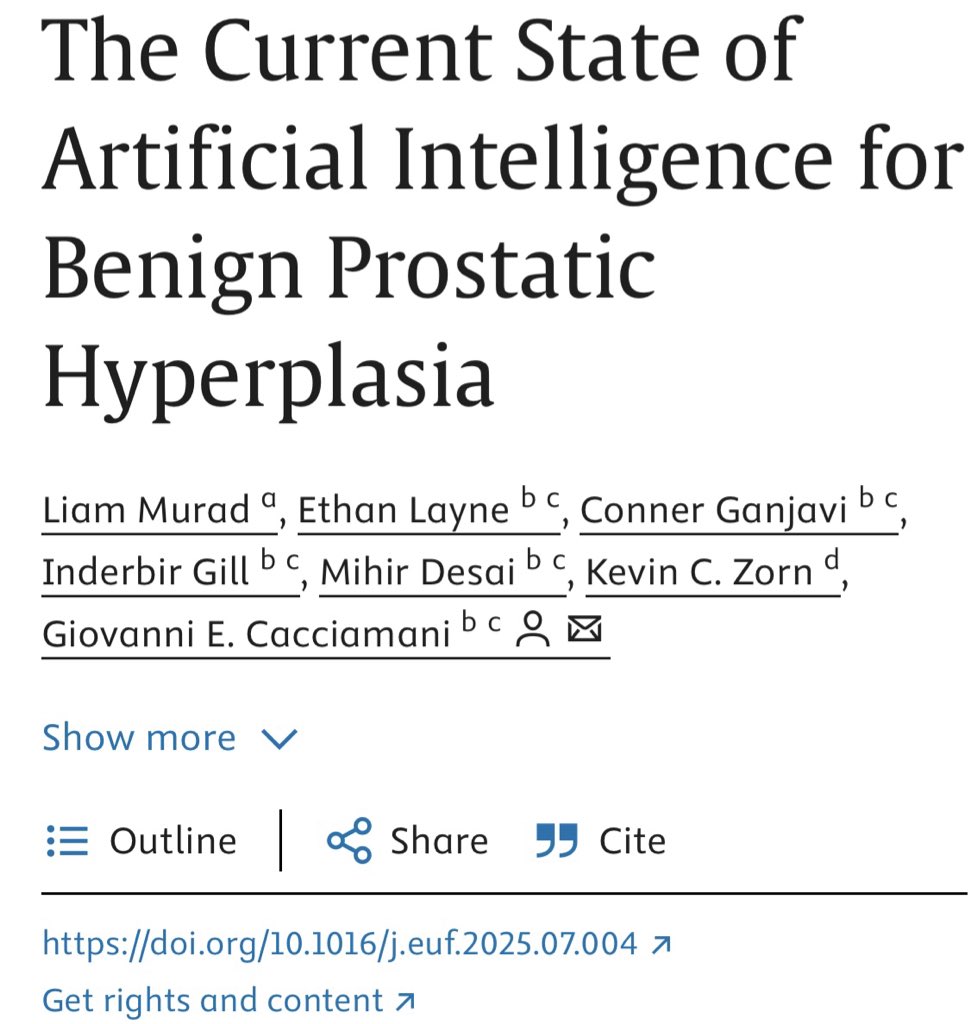 Conner Ganjavi (@connerganjavi) on Twitter photo New review out in <a href="/EurUrolFocus/">Eur Urol Focus</a> on the current state of AI in LUTS/BPH management!
<a href="/LiamMurad/">Liam Murad</a> <a href="/Cacciamani_MD/">Dr. Giovanni E Cacciamani MD MSc FEBU ๐ฎ๐น๐บ๐ธ๐ช๐บ</a> <a href="/Dr_KevinZorn/">Dr_KevinZorn</a> <a href="/EthanLayne20/">Ethan Layne</a> <a href="/USC_Urology/">USC Urology</a> New review out in <a href="/EurUrolFocus/">Eur Urol Focus</a> on the current state of AI in LUTS/BPH management!
<a href="/LiamMurad/">Liam Murad</a> <a href="/Cacciamani_MD/">Dr. Giovanni E Cacciamani MD MSc FEBU ๐ฎ๐น๐บ๐ธ๐ช๐บ</a> <a href="/Dr_KevinZorn/">Dr_KevinZorn</a> <a href="/EthanLayne20/">Ethan Layne</a> <a href="/USC_Urology/">USC Urology</a>