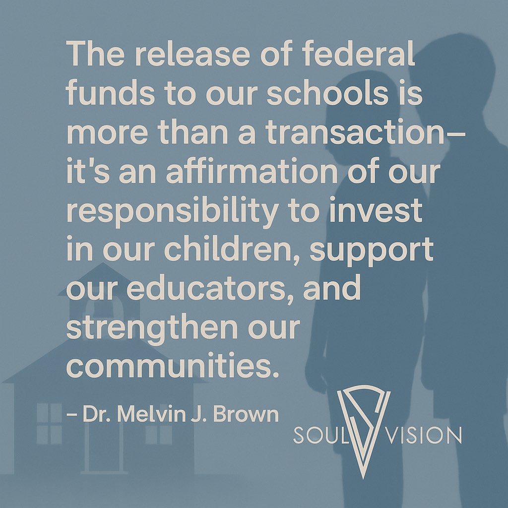 The federal gov’t’s release of school funds is more than a transaction—it’s an investment in children, educators &amp; our communities. Let’s not just recover—let’s reimagine. 💡📚 #EducationEquity #FundPublicSchools #SoulVision