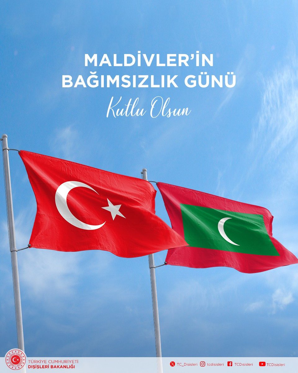 TC_Disisleri's tweet image. Kardeş Maldivler’in Bağımsızlık Günü kutlu olsun! 🇹🇷🇲🇻