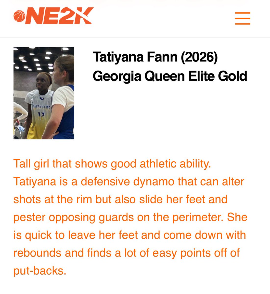 Thank you <a href="/NE2KHoops/">NE2KHoops</a> for the National Championship evaluation of  2 our Gold Queens.