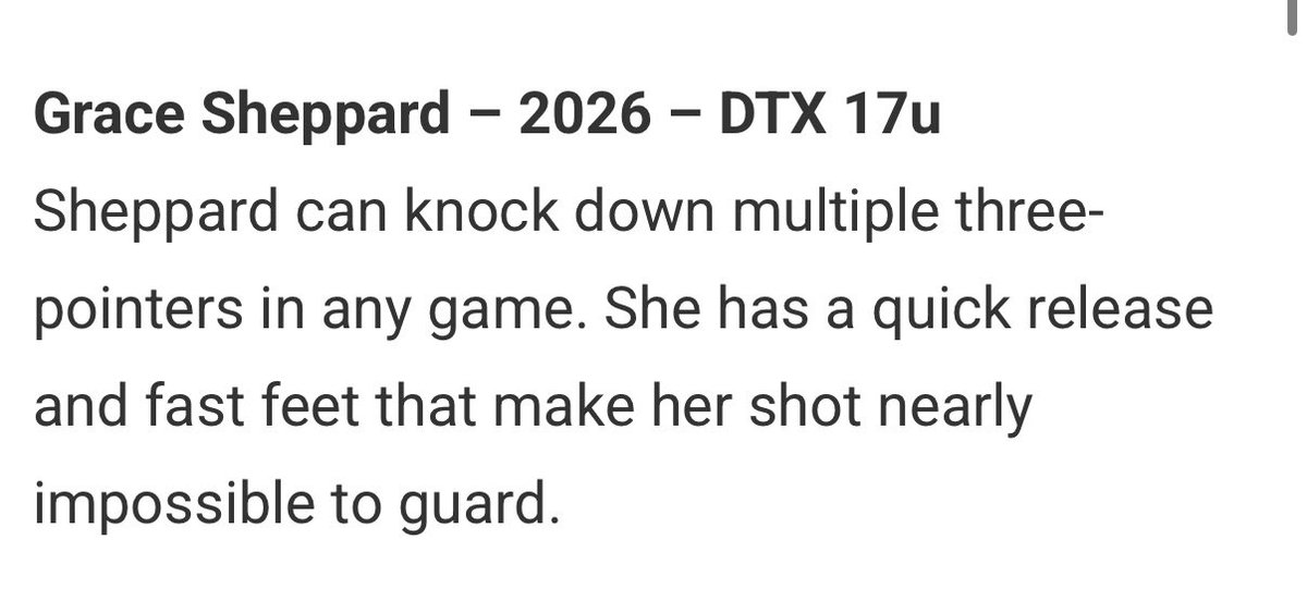 Grace Sheppard (@gracels7707) on Twitter photo Thank you <a href="/JrAllStarBB/">Jr. All-Star Girls Basketball</a> for the write up from last weekends Hoop Group Championship.
<a href="/DTX_Recruiting/">DTX Recruiting - Connecticut</a> <a href="/CoachNoelroman/">Noel Roman</a> Thank you <a href="/JrAllStarBB/">Jr. All-Star Girls Basketball</a> for the write up from last weekends Hoop Group Championship.
<a href="/DTX_Recruiting/">DTX Recruiting - Connecticut</a> <a href="/CoachNoelroman/">Noel Roman</a>
