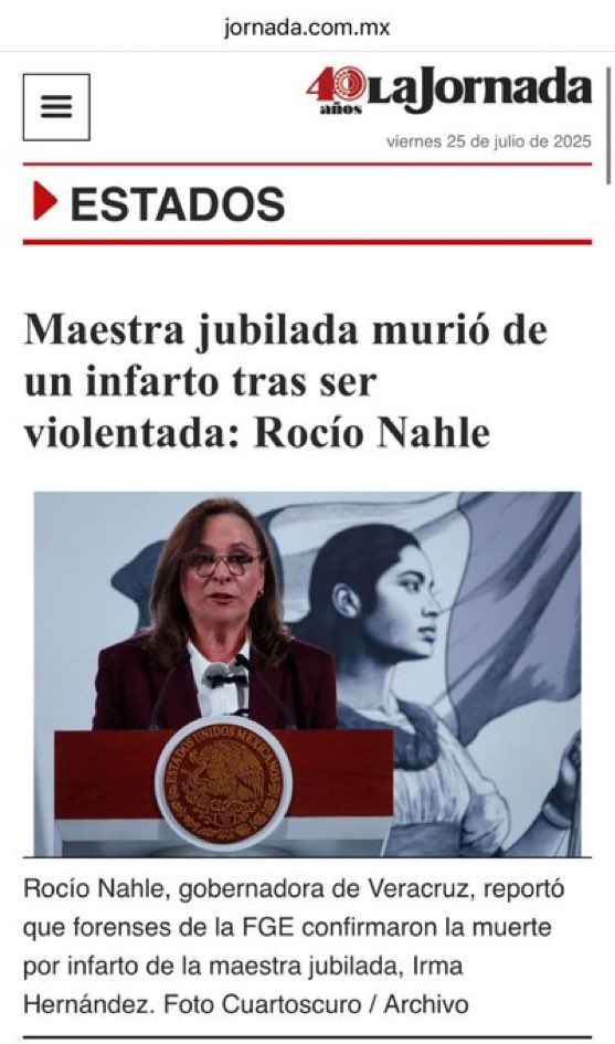 GlodeJo07's tweet image. La Maestra jubilada Irma Hernández Cruz, quien fuera secuestrada, obligada a grabar un vídeo pidiendo que le paguen cuota al cartel y cuyo cuerpo fuera encontrado hace poco, no “murió de un infarto” como asegura Rocio Nahle, murió gracias a la violencia e inseguridad que no hacen…