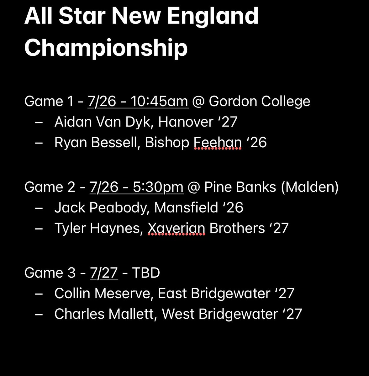 Chris_newman78's tweet image. East Coast Eagles 16U White projected rotation for the @AllStarBaseball New England Championship @ECEaglsBsb