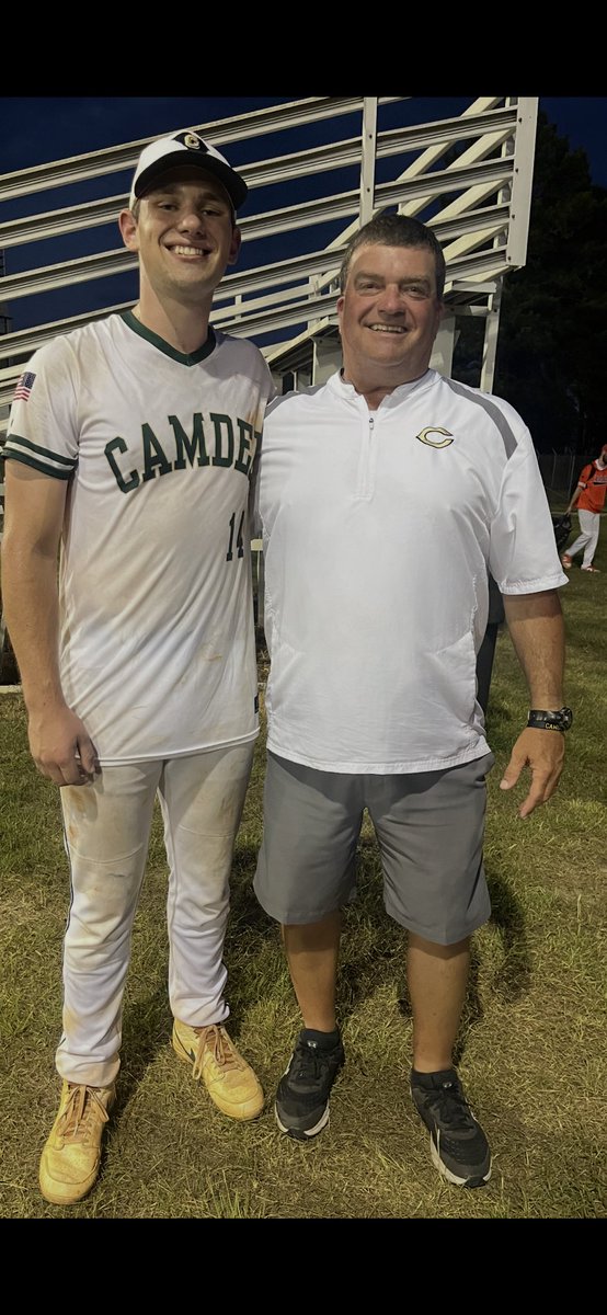 What a night for Zechariah Haney! He pitched a complete game shutout for Camden Legion and hit an RBI 2B off the center field wall in the 2-0 win for Camden Post 17 over Easley. It was his last time to ever pitch on our mound at Legion Field. What a special career! #CamdenStrong