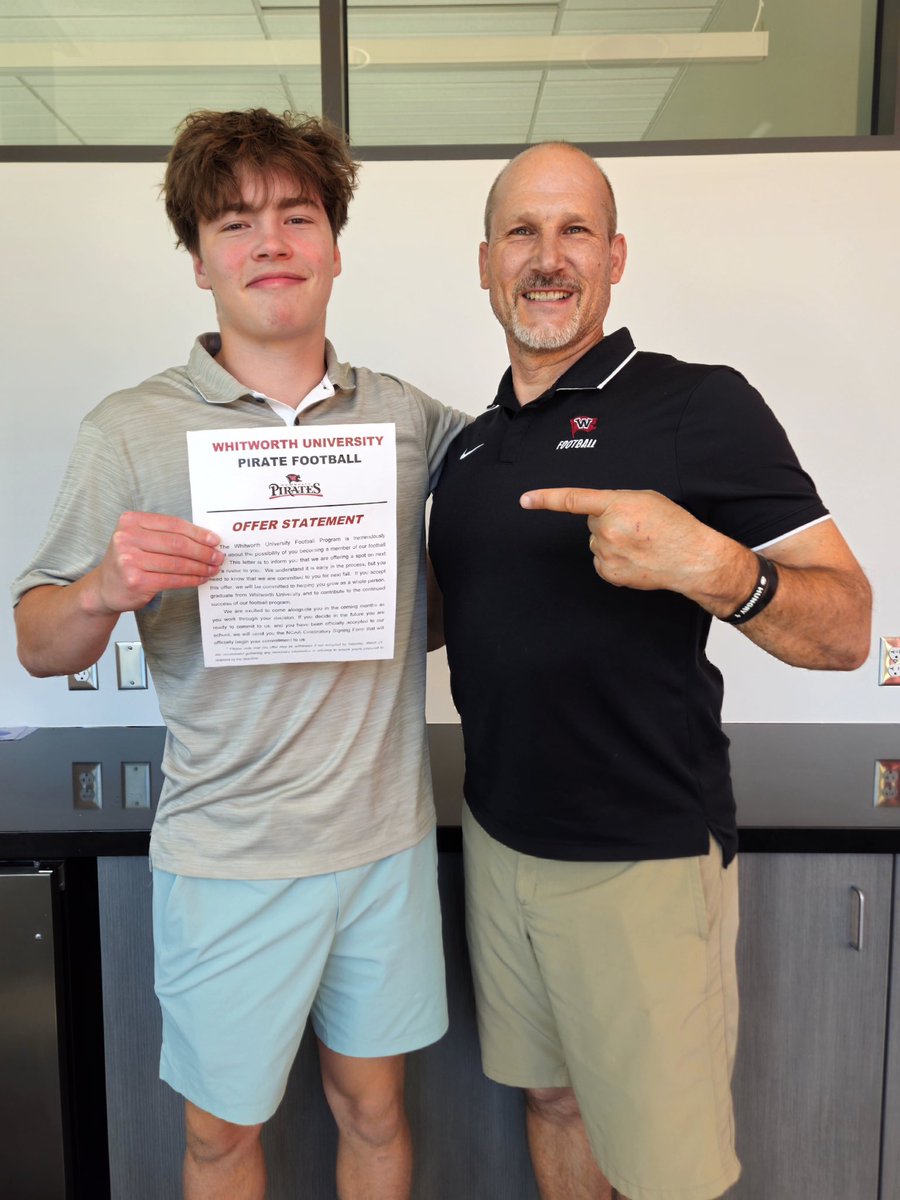 I am blessed to receive an offer from <a href="/WhitworthFB/">Whitworth FB</a>! Thank you <a href="/coachsandberg/">Rod Sandberg</a> for giving me an opportunity to continue my academic and football journey! Go Pirates!
