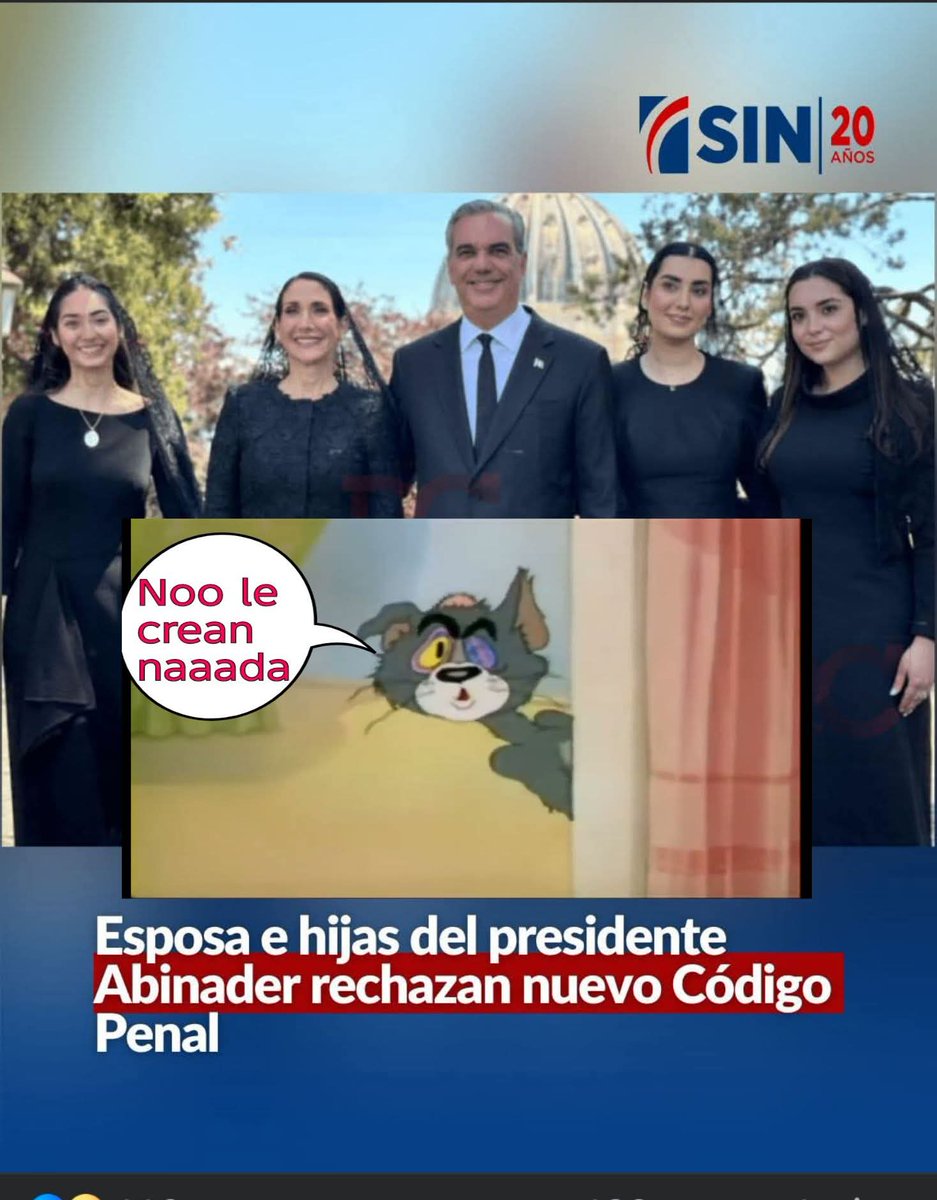 Mellacorneli's tweet image. En Que Pais del.Mundo
La Esposa y los Hijos se
Mete En Politica Para Asy
Interferir en la Aprobacion
De Un Codigo Penal en RD
@DraGladysFeliz @raquelarbaje @luisabinader @ElvisCiprian1