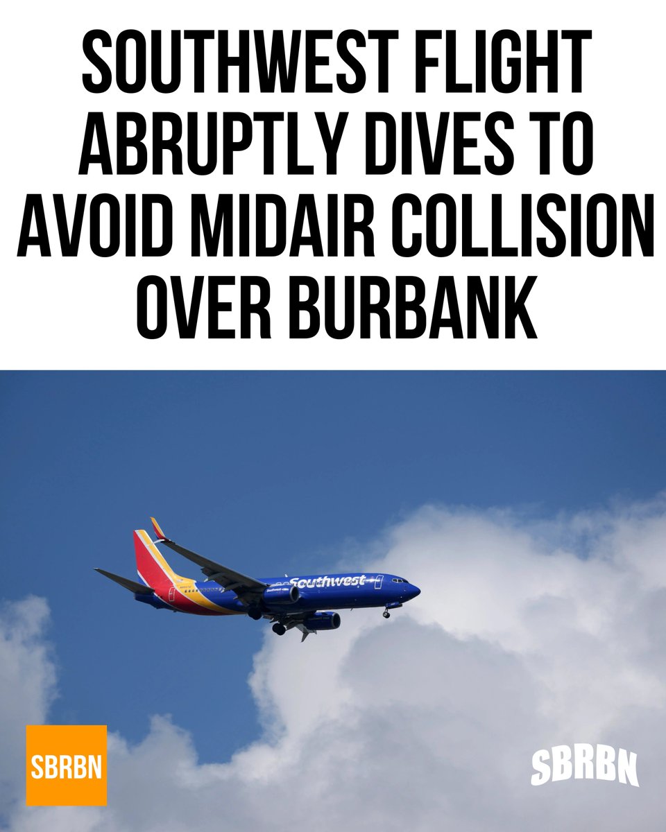Sbrbnla's tweet image. Southwest Airlines Flight 1496 from Burbank to Las Vegas abruptly descended 475 feet to avoid a potential midair collision with a Hawker Hunter aircraft, shortly after takeoff from Hollywood Burbank Airport. The maneuver, prompted by two onboard collision alerts, injured two…