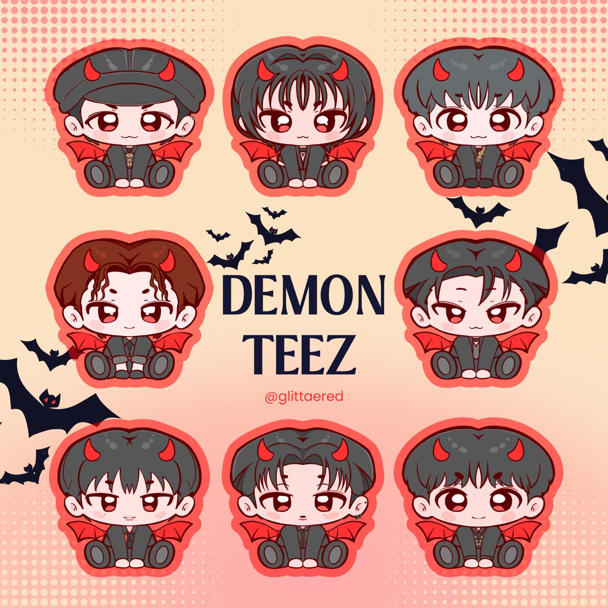 glittaered's tweet image. DEMON-TEEZ 🦇 #ATEEZfanart