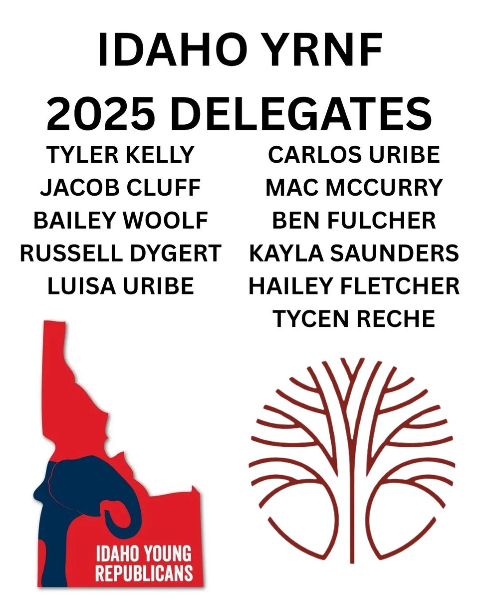 In the first time in over a decade your IdahoYR Team is bringing a full delegation to the <a href="/yrnational/">Young Republicans</a> Convention and with that we are again proud to say we have endorse the entire <a href="/growyr25/">Grow YR Campaign</a> slate.
#GrowYR #YRNF #IDYR #YoungRepublicans
#YRsLead #nashville
1/3