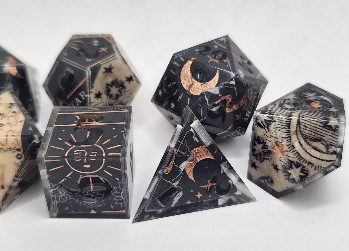 Sinnamon_Dice's tweet image. Celestial Deck Dice Set is Back!!
#dnd #ttrpg #handmadedice #dice #dungeonsanddragons