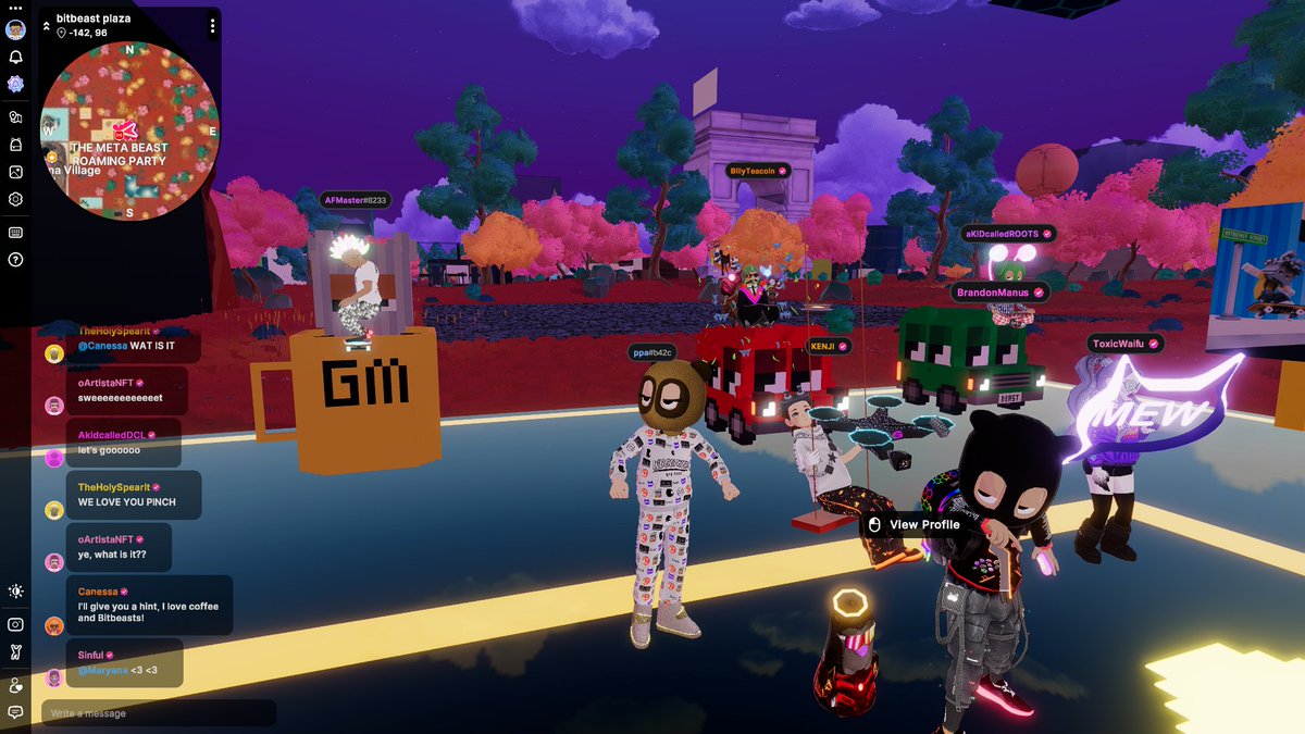 ppa(ぴぃぴぃえー).sauna (@ppappa152417) on Twitter photo Another great THE META BEAST PARTY today!!!! New venue! Let's Gooooooo🔥🔥🎶😍✨🎶🎶
<a href="/decentraland/">Decentraland</a> <a href="/akidcalledbeast/">a KID called BEAST</a> <a href="/MAKEANFT/">make</a> <a href="/SinfulMeatStick/">SinfulMeatStick.eth</a> <a href="/CanessaDCL/">Canessa 💫💫</a> <a href="/metadjai/">MetaDJ</a> <a href="/Miguel_Amargo/">Amargo</a> <a href="/RoustanXYZ/">Roustan</a> <a href="/toxicwaifudcl/">ToxicWaifu</a> <a href="/Decentralized44/">Kairos</a> <a href="/MeowMrkat/">Mr Kat | Character Artist</a> <a href="/Pinchacho13/">Pinch 🤏🧃</a> Another great THE META BEAST PARTY today!!!! New venue! Let's Gooooooo🔥🔥🎶😍✨🎶🎶
<a href="/decentraland/">Decentraland</a> <a href="/akidcalledbeast/">a KID called BEAST</a> <a href="/MAKEANFT/">make</a> <a href="/SinfulMeatStick/">SinfulMeatStick.eth</a> <a href="/CanessaDCL/">Canessa 💫💫</a> <a href="/metadjai/">MetaDJ</a> <a href="/Miguel_Amargo/">Amargo</a> <a href="/RoustanXYZ/">Roustan</a> <a href="/toxicwaifudcl/">ToxicWaifu</a> <a href="/Decentralized44/">Kairos</a> <a href="/MeowMrkat/">Mr Kat | Character Artist</a> <a href="/Pinchacho13/">Pinch 🤏🧃</a>