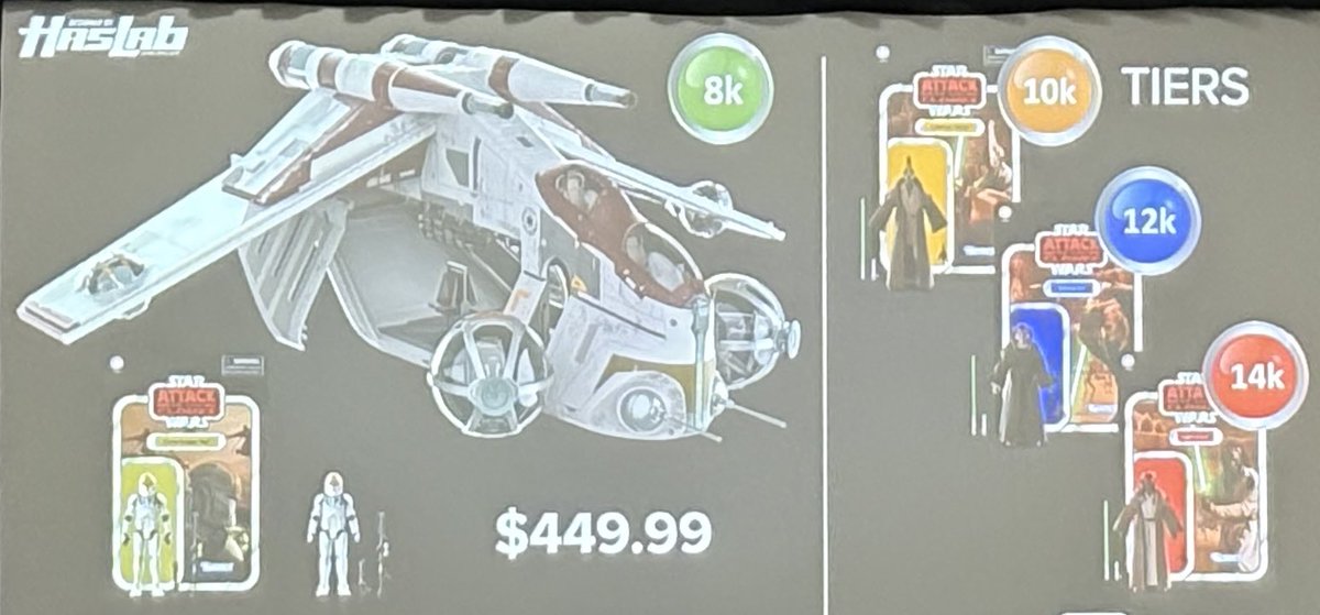 Got to sneak into the #Hasbro panel this afternoon at #SDCC &amp; saw the reveal of the new #Haslab set. The Clone Gunship looks amazing &amp; may actually be the 1st one of these I go for.

If you're interested it's gonna be $450 with 10k, 12k, &amp; 14k stretch goals. Back by Sept. 8th!